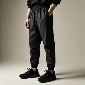 Nike‎ Vintage Windbreaker Track Pants Mens Large Black Nylon Zipper Ankle Cuffs